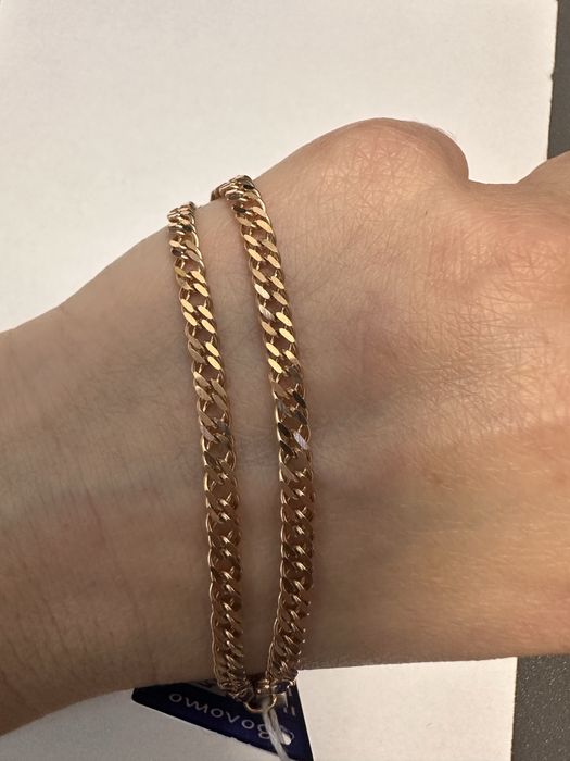 Золотой браслет новый двойной ромб / новий золотий браслет