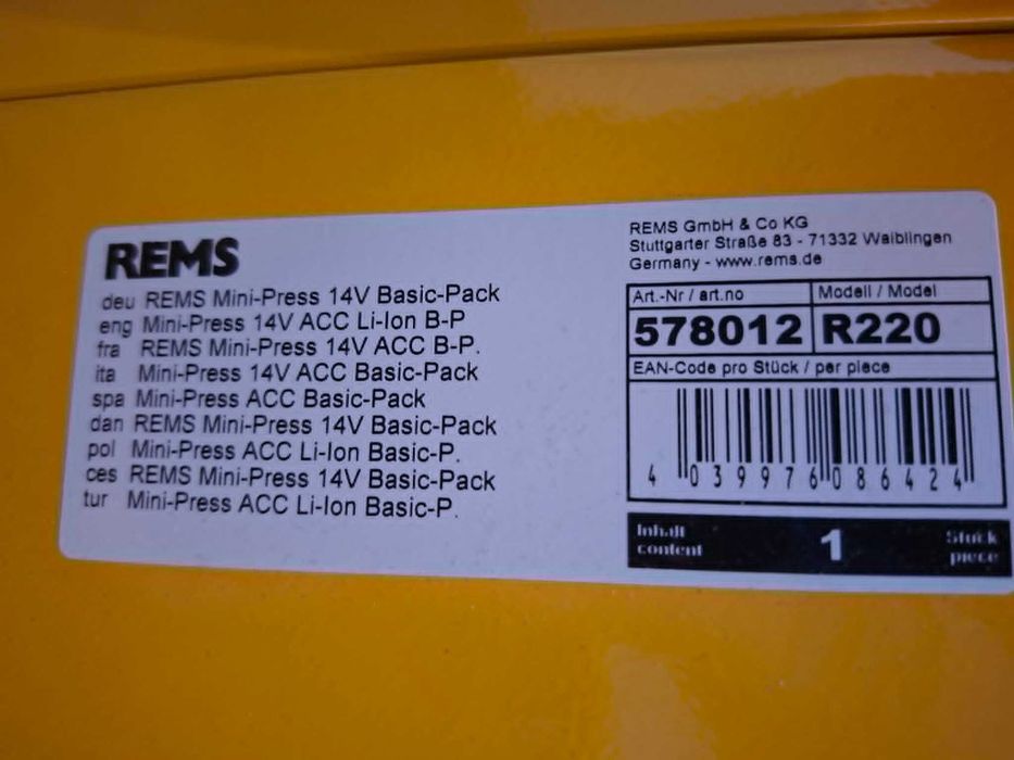 Zaciskarka REMS Mini-Press ACC Basic-Pack zestaw szczęki, kamienie U16-20-25-32 nowa FS/paragon