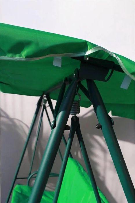 Садова гойдалка 3-місна зелена з навісом до 260 кг | Качеля для дачі