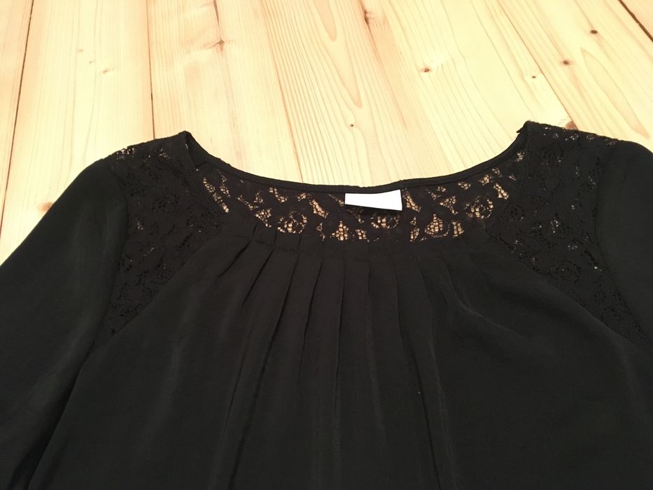 Prosta czarna elegancka tunika sukienka koronka M