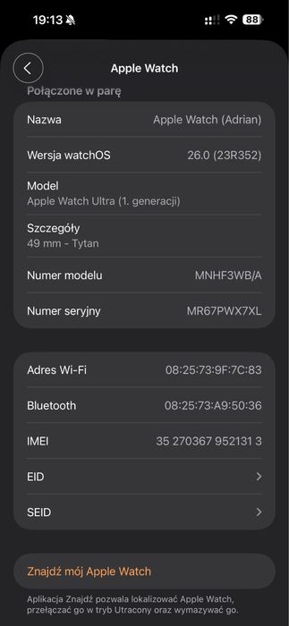 Apple Watch Ultra 1 - stan idealny