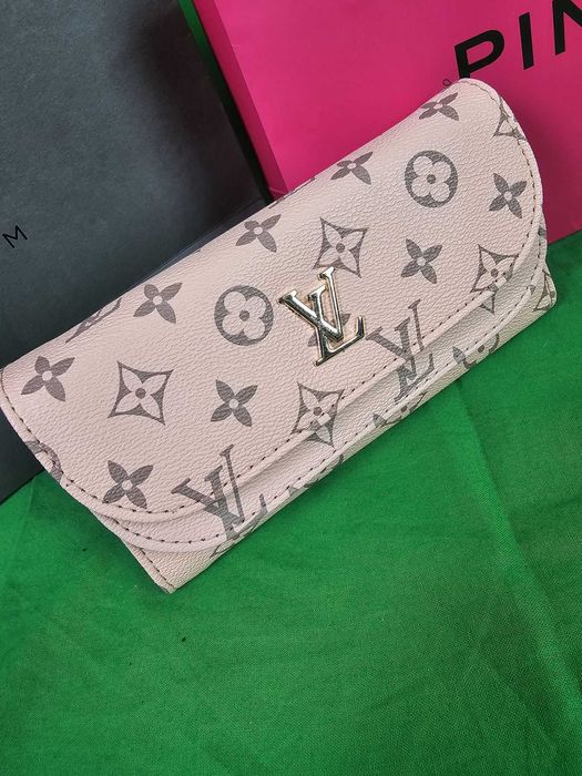 Portfel damski Louis Vuitton rozpinane beżowy nowość podwojne