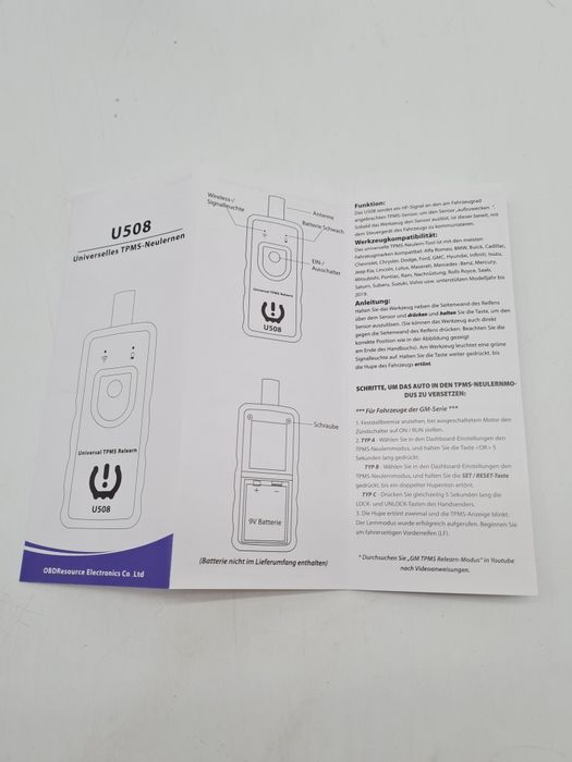Narzędzie do ponownej nauki systemu TPMS dla czujników ciśnienia
