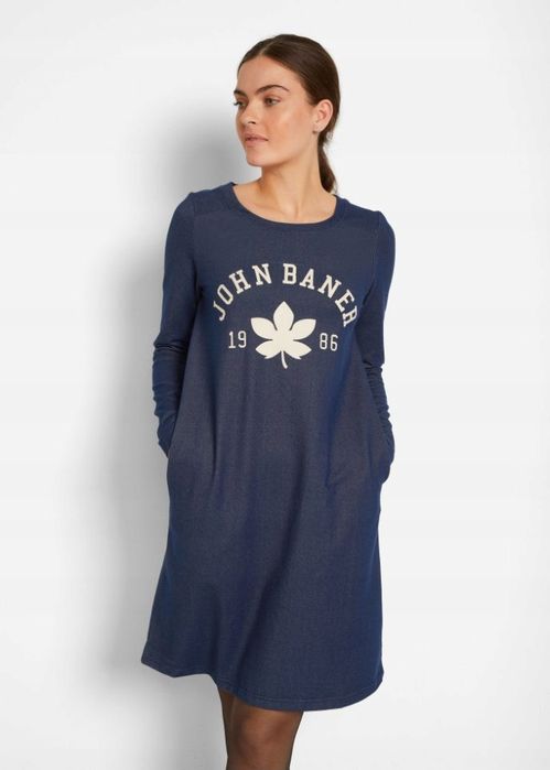 B.P.C sukienka a'la jeans z nadrukiem r.36/38