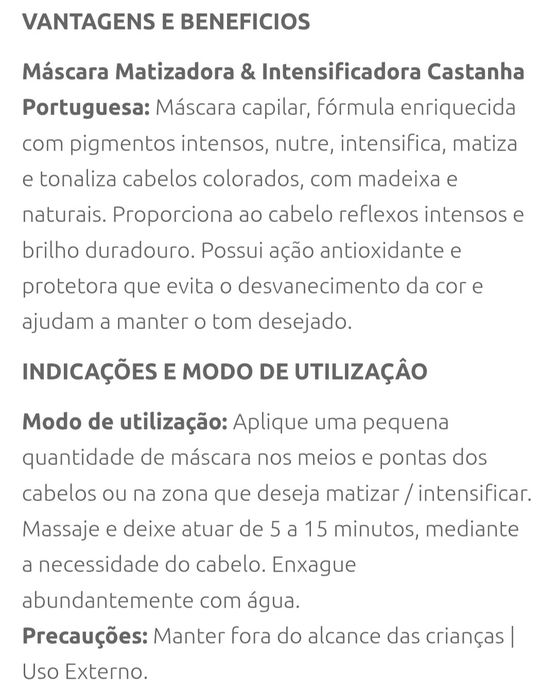 Máscara cabelo matizadora Castanho