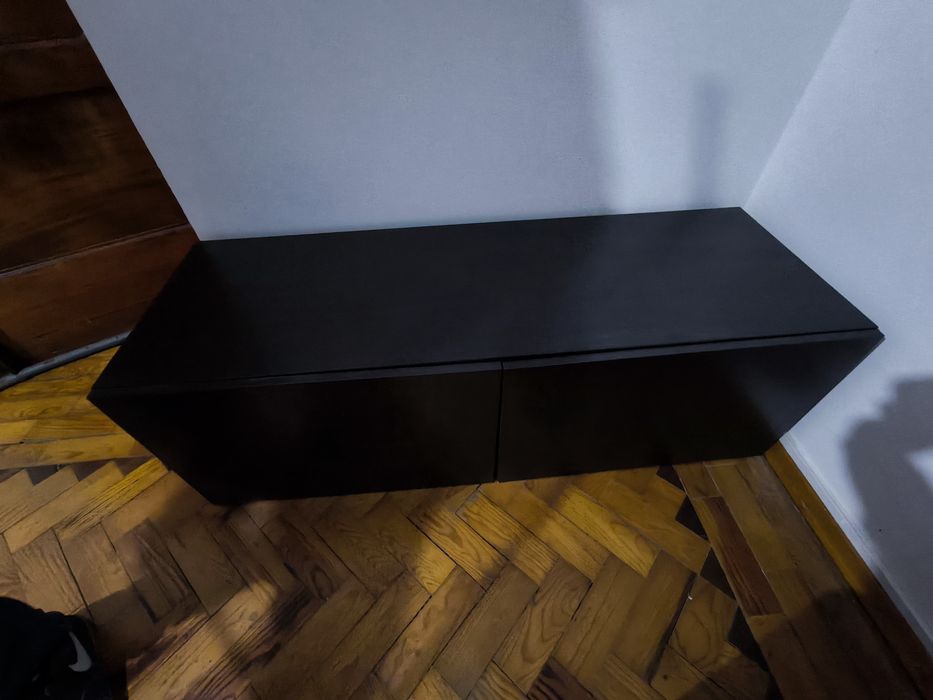 Móvel TV castanho escuro efeito madeira 2 portas