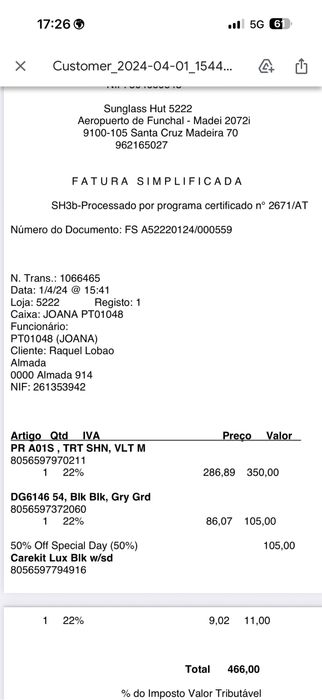 Oculos Prada com recibo