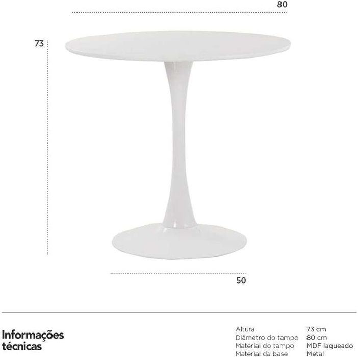 Mesa Redonda Tulipa – 80cm