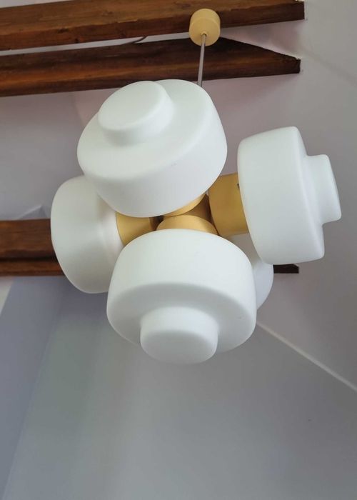 Lampa wisząca Space Age szkło opalowe J. Hůrka, Napako Czechosłowacja