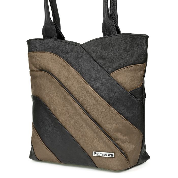 BELTIMORE torebka skórzana shopper klasyczna na ramię V471 taupe