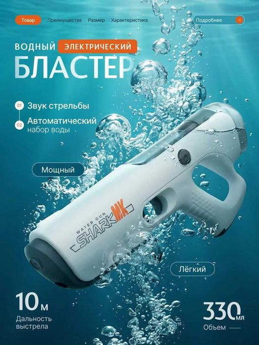 АКЦІЯ!! Потужний і якісний електричний автомат бластер, який сам набирає воду на акумуляторі водяна зброя Водяний пістолет з автоматичним набором води
