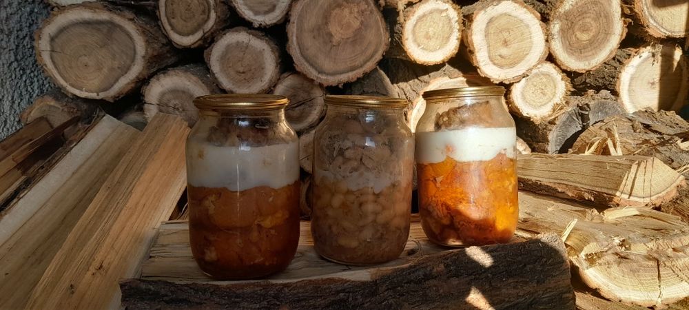 Тушонка, фасульки з м'ясом, паштет, рибка.