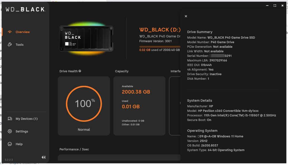 Зовнішній SSD-накопичувач WD Black P40 2TB
