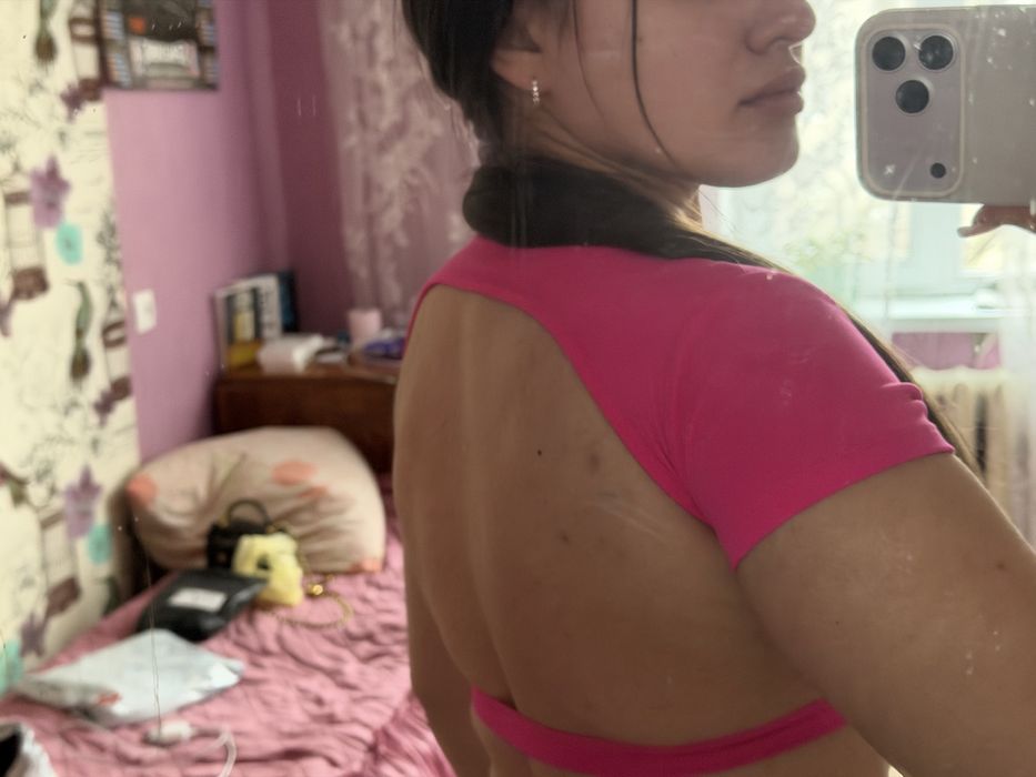 Топ с открытой спиной | Сплртивный топ с открытой спиной розовый