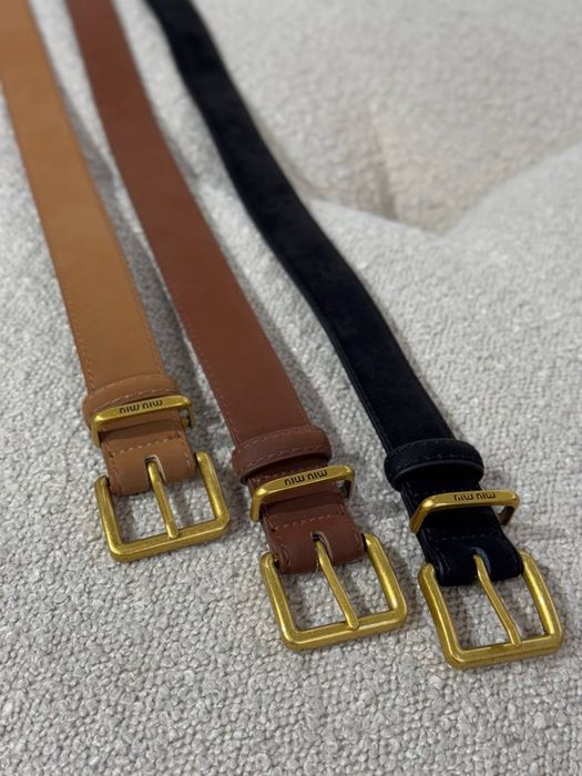 Ремінь miu miu замшевий без коробки коричневий колір