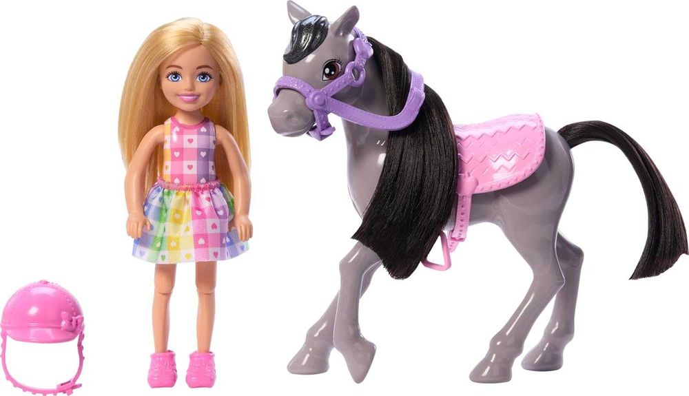 Лялька Барбі Челсі та сірий поні Barbie Chelsea & Gray Pony (HTK29)