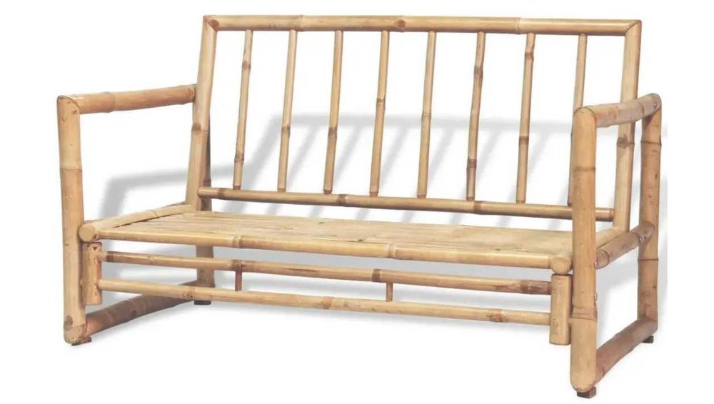 Ławka Ogrodowa 2 osobowa sofa Bambus z poduszkami na siedzisko VIDA