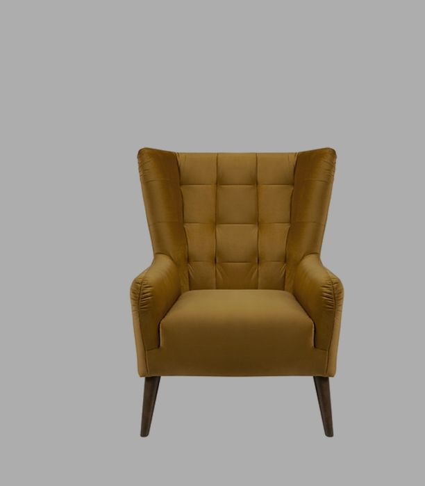 Fotel musztardowy, żółty albo złoty. BRW Casey