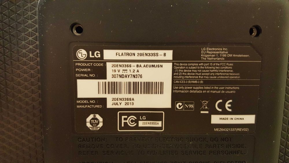 Monitor LED LG 20 cali.