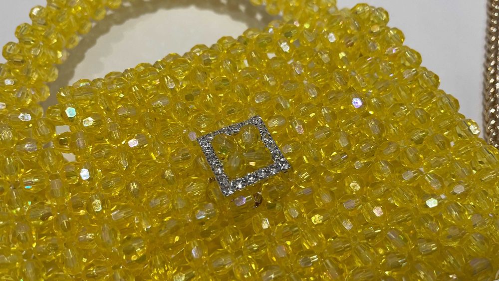 Damska złoty torebka wesele 18x12x21 koralik