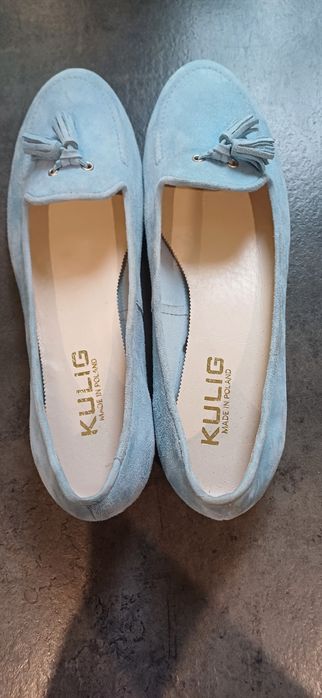 Buty Kulig skórzane błękitne jasno niebieskie 41