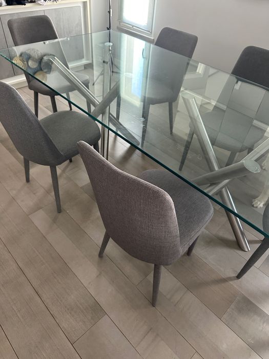 Conjunto mesa vidro