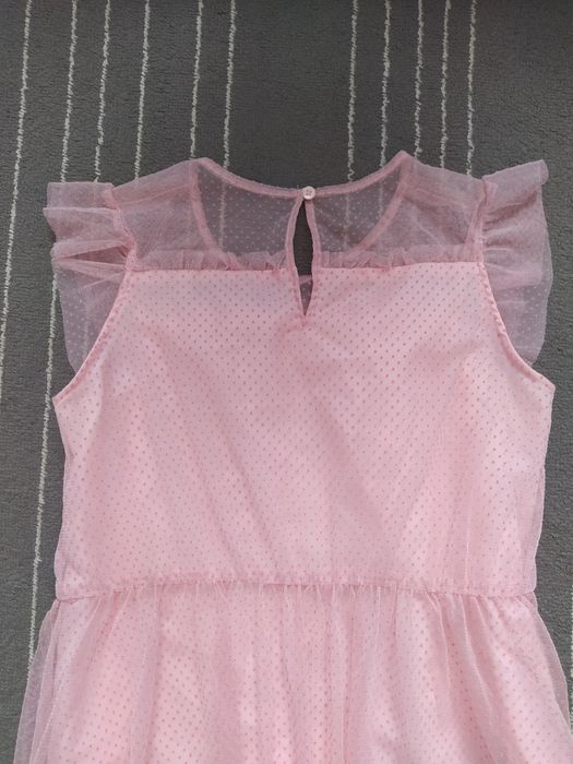 Sukienka letnia galowa z krótkim ozdobnym rękawkiem M&S kids