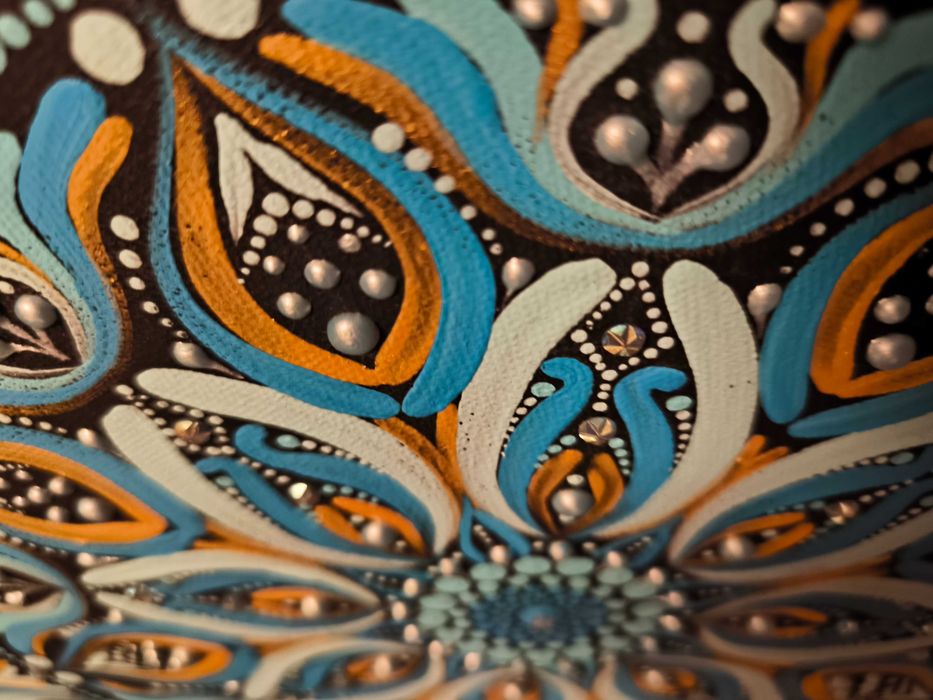 Mandala ręcznie malowana z intencją - obraz 40 cm