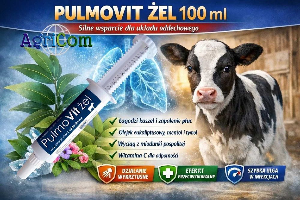 PulmoVit Żel 100 ml Wsparcie układu oddechowego cieląt na kaszel 5 szt