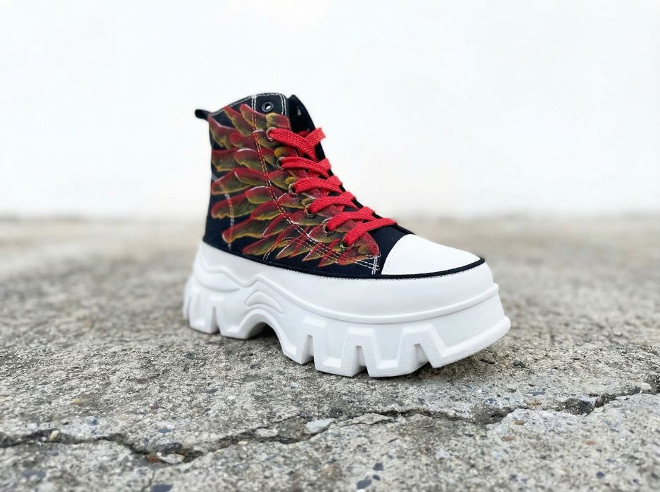 Кеды  панк ручной росписи на высокой подошве