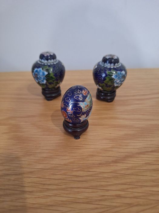 Conjunto de 3 Miniaturas Cloisonné