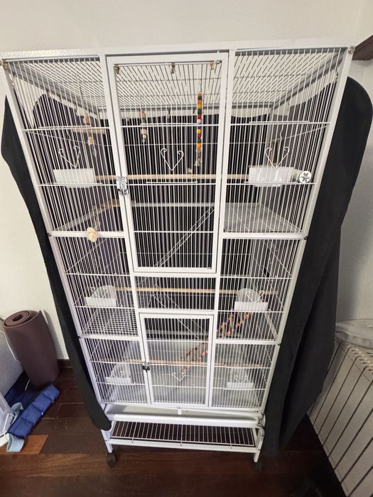 Gaiola para pássaros com rodas