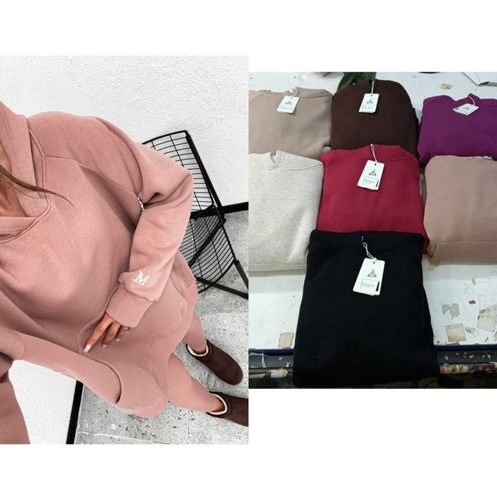 Komplet bluza ocieplana + leginsy prążek