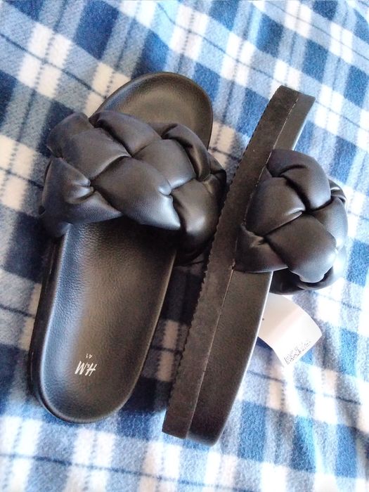 Sandálias tranças pretas 41 H&M