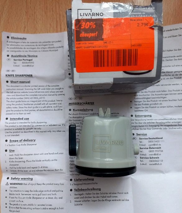 Ostrzałka oselka do noży na  przyssawce