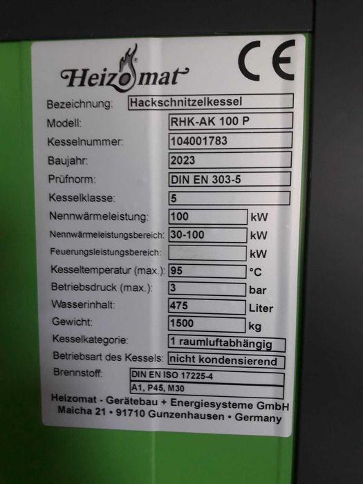 Piec na Trociny Zrębki Owies Pestka Wióra inne Biomasy Heizomat 100kw