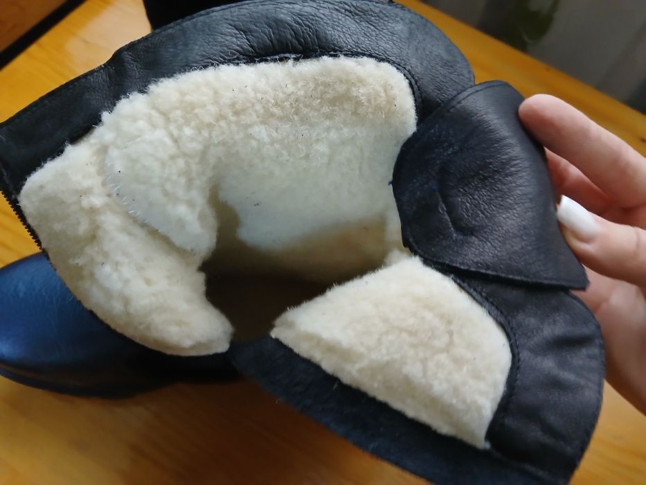 Зимові шкіряні чобітки, черевики для дівчинки, розмір 32-33