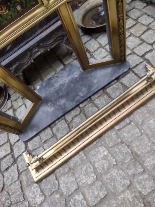 Antyk francuski portal kominkowy XIX w. brąz ceramika