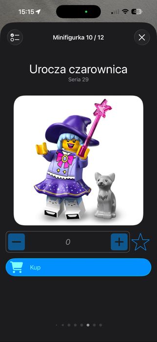 Minifigurka Lego z 29 serii - Urocza czarownica z kotem