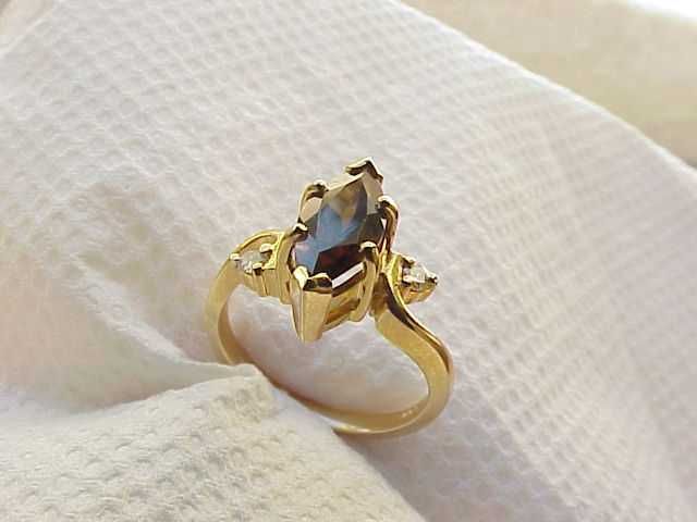 Złoty 14K 585 Pierścionek Markiza szlif Prawdziwy Turmalin 1,54ct