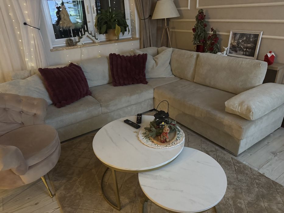 Narożnik sztruksowy  BEŻOWY