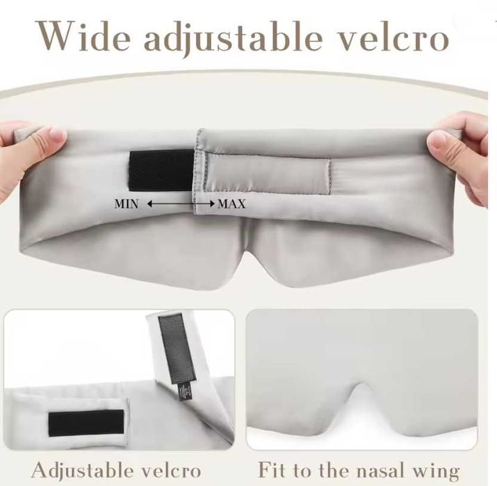 Maska na oczy do spania , jedwabna, srebrna OLESILK