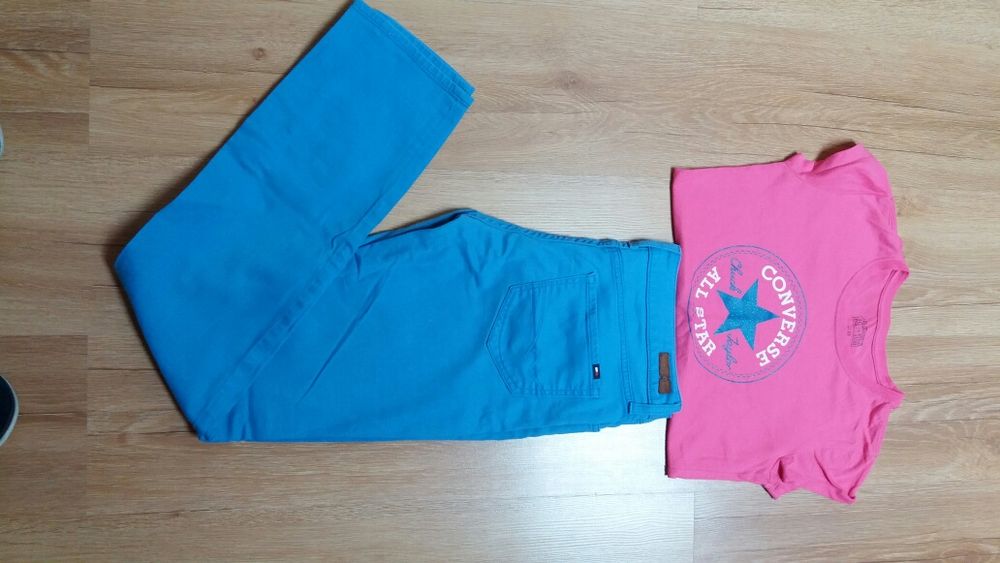 Spodnie Tommy Hilfiger błękitne 29/32 gratis koszulka converse