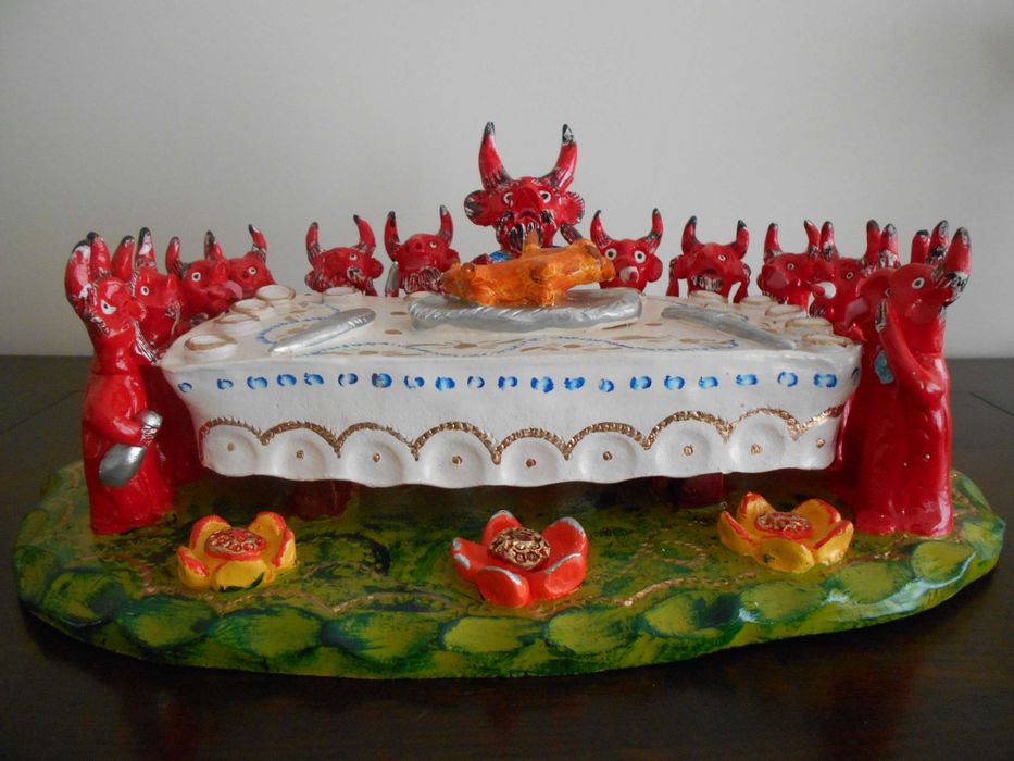 Linda coleção de 3 peças do figurado de Barcelos da ceramista P. Côta