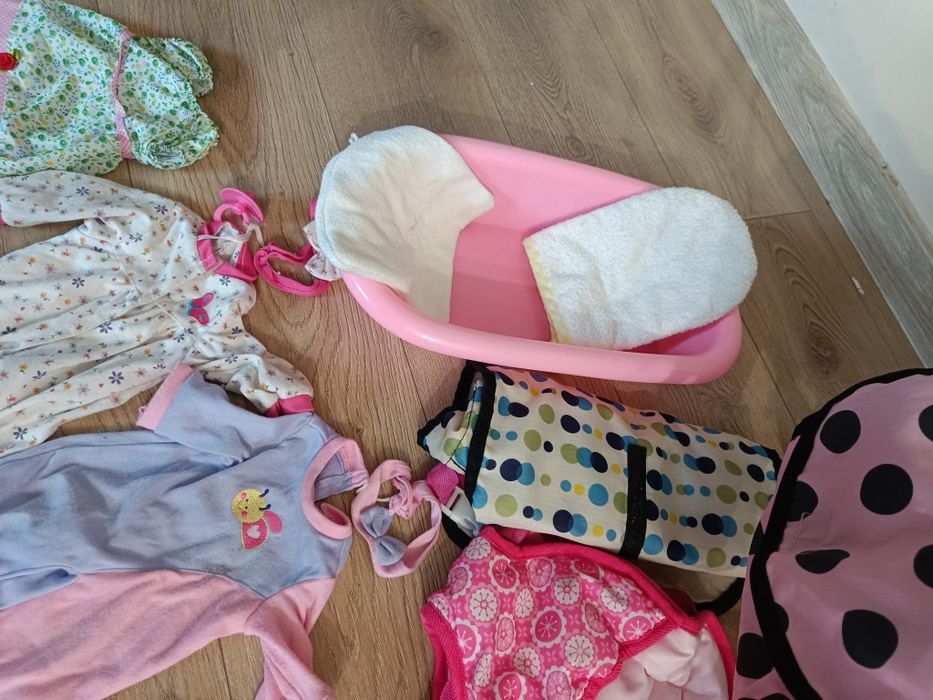Lalka Baby Born z akcesoriami, wózek, wanienka,  nosidło, nocnik