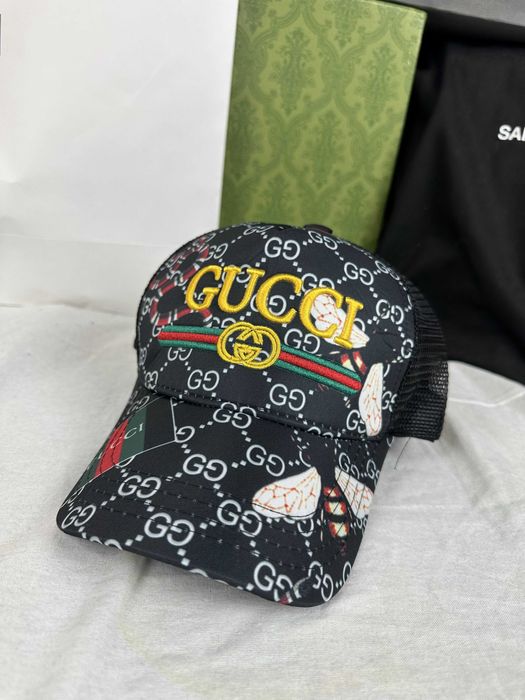 Czapka z daszkiem gucci czarna nowość duży napis czapki