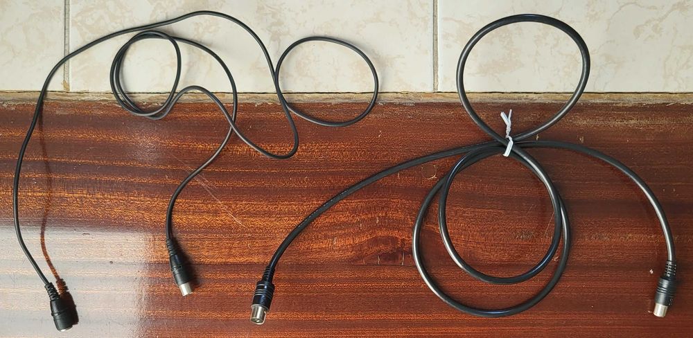 Cabos de Antena Coaxial Preto Macho para Fêmea e Conversor
