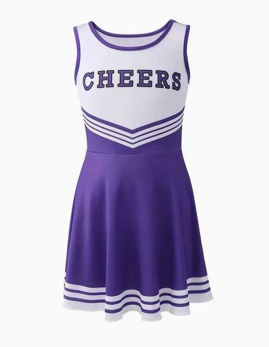 128 Strój cheerleaderki CHEERLEADERKA Cheers kostium sukienka pompony