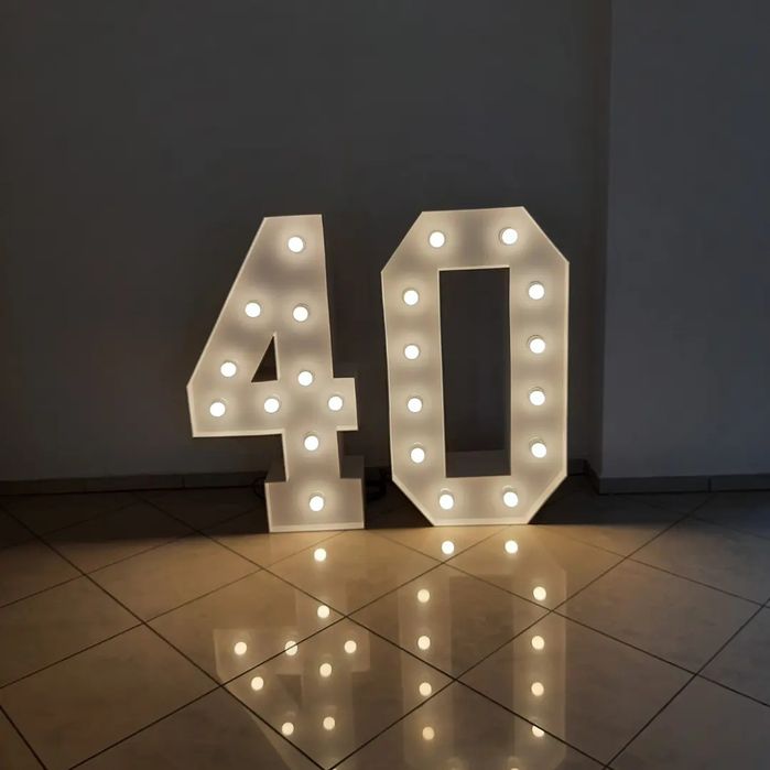 Cyfry żarówkowe led 18, 30, 40, 50 napis 18-stka DUŻE 120cm