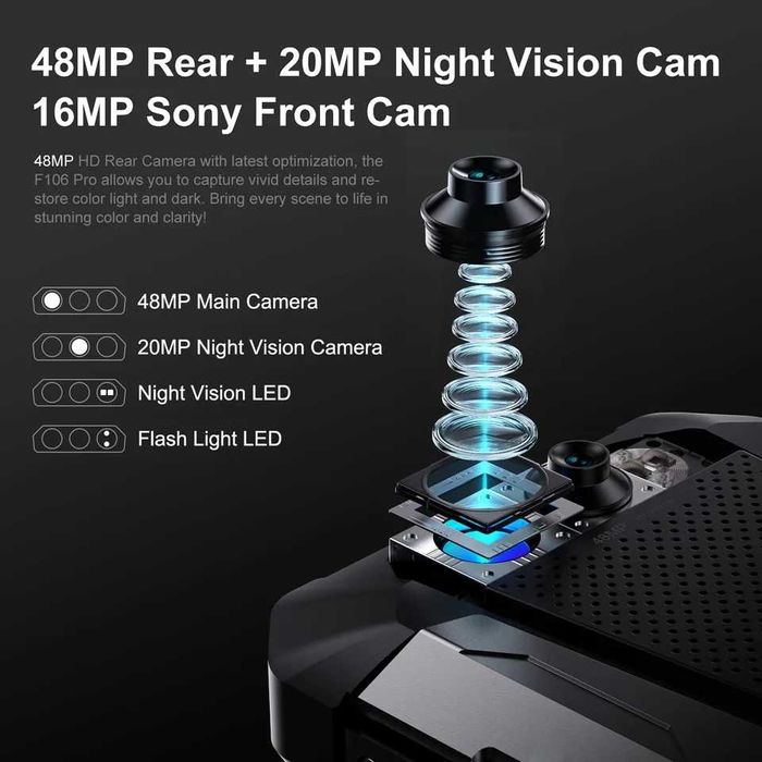 FOSSIBOT F106 Pro, 15/256Gb, 48/20NV/16Mp, 12000мАч, колонка+фонарь